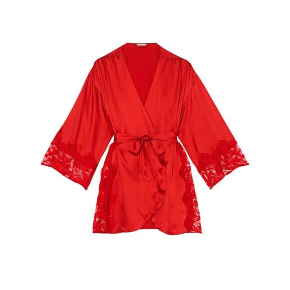 New! Victoria's Secret Red Dream Satin & Lace Trim Robe Size XL/XXL 2550 - Picture 1 of 8